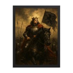 King Matthias Corvinus and the Black Army framed print on a plain backdrop in size 18"x24".