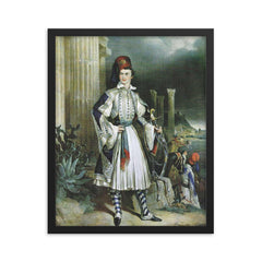 King Otto of Greece by Gottlieb Bodmer, 19th Century framed print on a plain backdrop in size 16"x20".