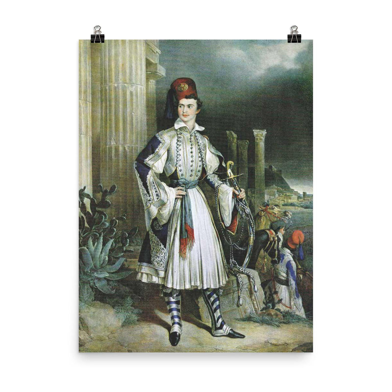 King Otto of Greece by Gottlieb Bodmer, 19th Century poster on a plain backdrop in size 8