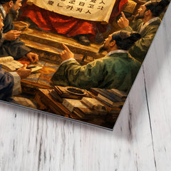 King Sejong unveiling Hangul to scholars metal print mockup