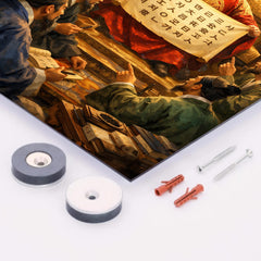 King Sejong unveiling Hangul to scholars metal print mockup