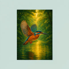 Kingfisher over luminous jungle river poster 8