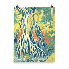 Kirifuri Waterfall at Kurokami Mountain by Hokusai poster on a plain backdrop in size 8"x10".