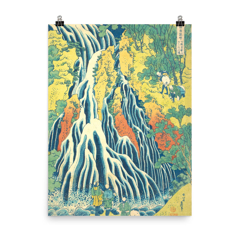 Kirifuri Waterfall at Kurokami Mountain by Hokusai poster on a plain backdrop in size 8