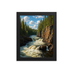 Kiutakongas Rapids Oulanka Finland framed print on a plain backdrop in size 8"x10".