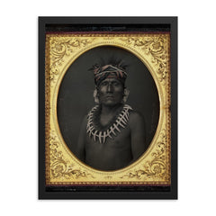 Kno-Shr, Kansas Chief by John H. Fitzgibbon, 1853 framed print on a plain backdrop in size 18"x24".