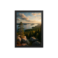 Koli National Park Panorama Finland framed print on a plain backdrop in size 12"x16".