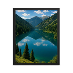 Kolsai Lakes National Park Kazakhstan framed print on a plain backdrop in size 16"x20".