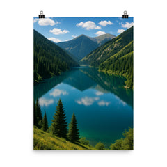 Kolsai Lakes National Park Kazakhstan poster on a plain backdrop in size 8"x10".