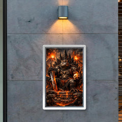 Komodo dragon warlord on volcanic throne poster 2
