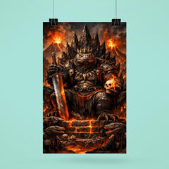 Komodo dragon warlord on volcanic throne poster 6
