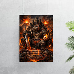 Komodo dragon warlord on volcanic throne poster 7