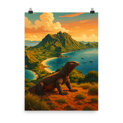Komodo Island Indonesia poster on a plain backdrop in size 8"x10".