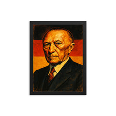 Konrad Adenauer framed print on a plain backdrop in size 12"x16".