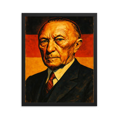 Konrad Adenauer framed print on a plain backdrop in size 16"x20".