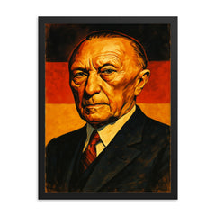 Konrad Adenauer framed print on a plain backdrop in size 18"x24".