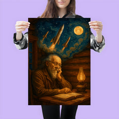 Konstantin Tsiolkovsky dreaming rockets in log cabin poster 3