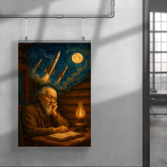Konstantin Tsiolkovsky dreaming rockets in log cabin poster 4