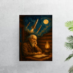 Konstantin Tsiolkovsky dreaming rockets in log cabin poster 7