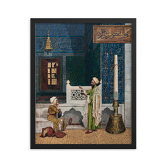 Koranic Instruction by Osman Hamdy Bey, 1890 framed print on a plain backdrop in size 16"x20".