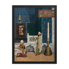 Koranic Instruction by Osman Hamdy Bey, 1890 framed print on a plain backdrop in size 18"x24".