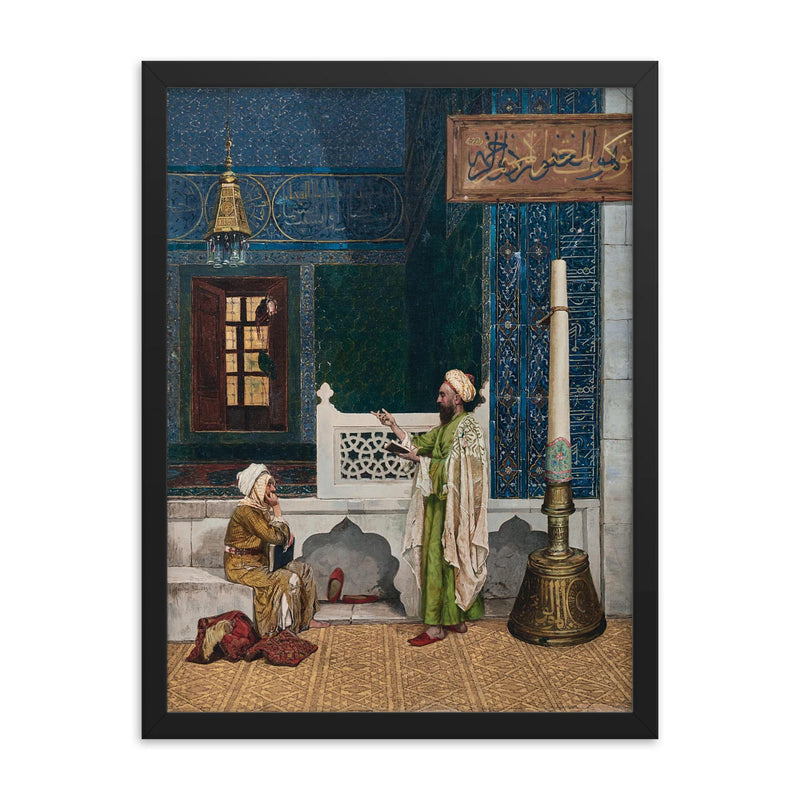 Koranic Instruction by Osman Hamdy Bey, 1890 framed print on a plain backdrop in size 18