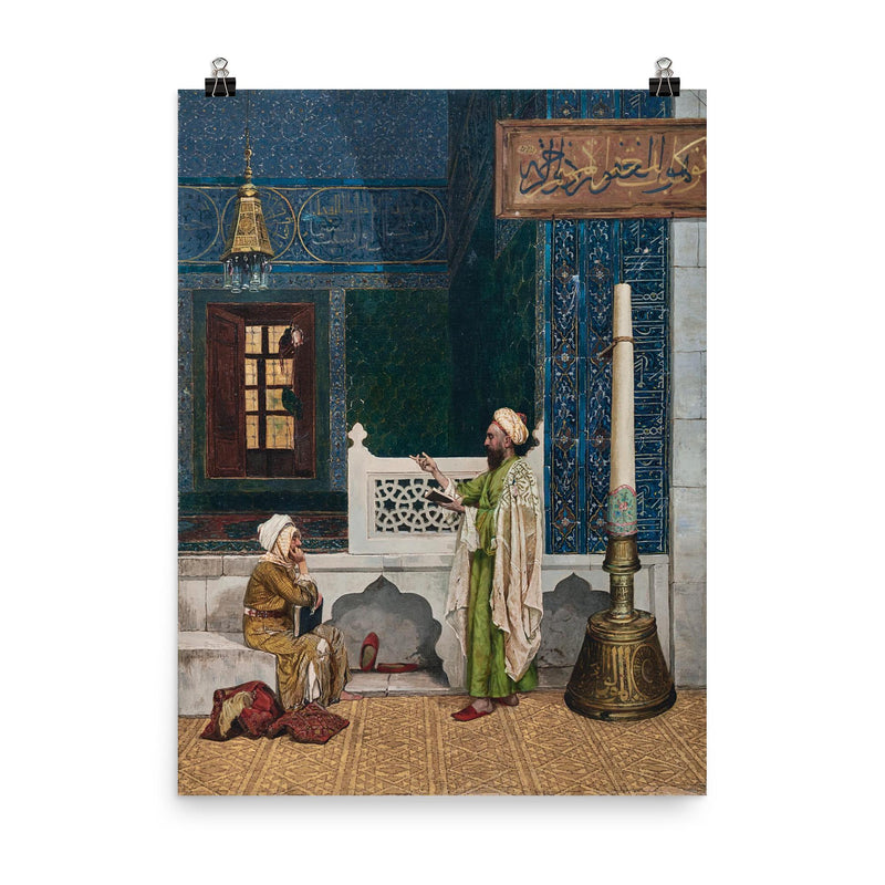 Koranic Instruction by Osman Hamdy Bey, 1890 poster on a plain backdrop in size 8
