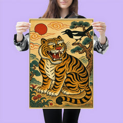 Korean minhwa tiger and magpie royal satire scene poster 3