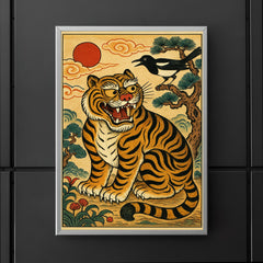 Korean minhwa tiger and magpie royal satire scene poster 5