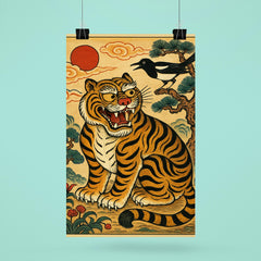 Korean minhwa tiger and magpie royal satire scene poster 6