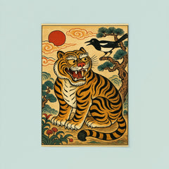 Korean minhwa tiger and magpie royal satire scene poster 8