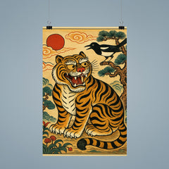 Korean minhwa tiger and magpie royal satire scene poster 9