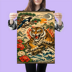 Korean tiger and magpie in fierce minhwa style poster 3