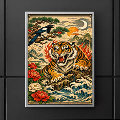 Korean tiger and magpie in fierce minhwa style poster 5