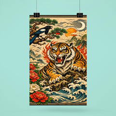 Korean tiger and magpie in fierce minhwa style poster 6