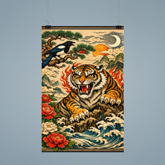 Korean tiger and magpie in fierce minhwa style poster 9