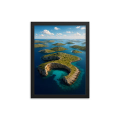 Kornati Archipelago Croatia framed print on a plain backdrop in size 12"x16".