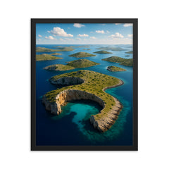 Kornati Archipelago Croatia framed print on a plain backdrop in size 16"x20".