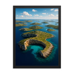 Kornati Archipelago Croatia framed print on a plain backdrop in size 18"x24".