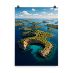 Kornati Archipelago Croatia poster on a plain backdrop in size 8"x10".