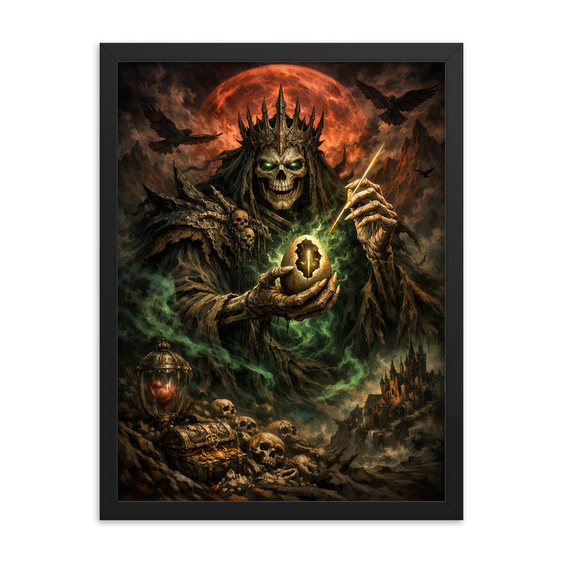 Koschei the Deathless with hidden needle framed print on a plain backdrop in size 18