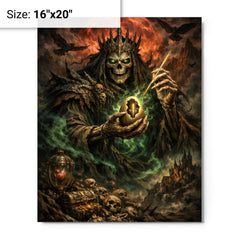 Koschei the Deathless with hidden needle metal print on a plain backdrop in size 16"x20".