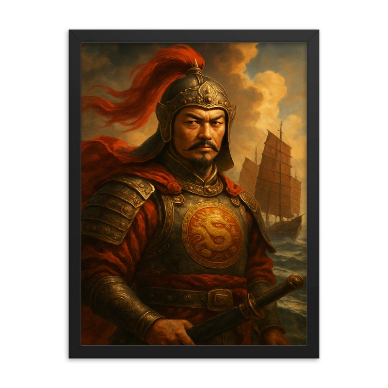 Koxinga framed print on a plain backdrop in size 18