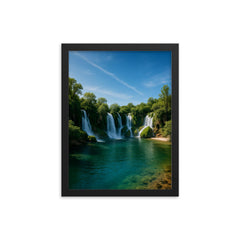 Kravica Waterfalls Bosnia and Herzegovina framed print on a plain backdrop in size 12"x16".