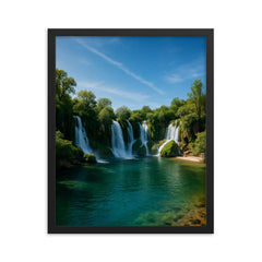 Kravica Waterfalls Bosnia and Herzegovina framed print on a plain backdrop in size 16"x20".