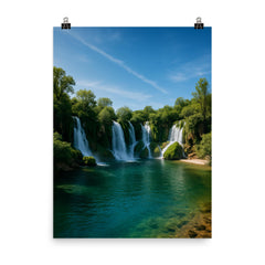 Kravica Waterfalls Bosnia and Herzegovina poster on a plain backdrop in size 8"x10".