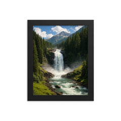 Krimml Waterfalls Austria framed print on a plain backdrop in size 8"x10".