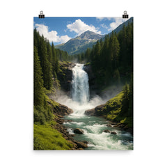 Krimml Waterfalls Austria poster on a plain backdrop in size 8"x10".