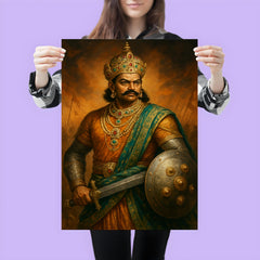 Krishnadevaraya in jeweled court and war steel poster 3