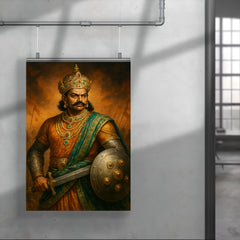 Krishnadevaraya in jeweled court and war steel poster 4